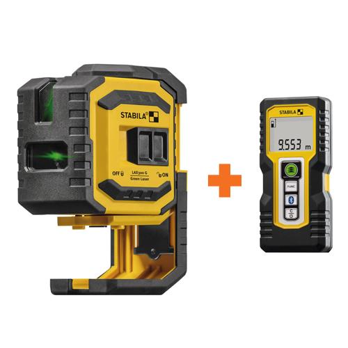 Samonivelační křížový laser STABILA LAX 300 GREEN + dálkoměr STABILA LD 250 BT 50m