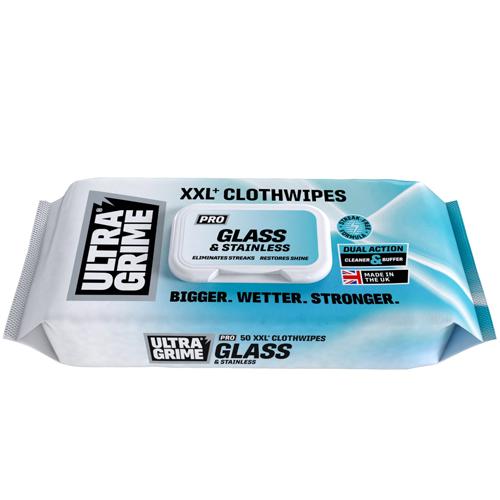 Profi čisticí ubrousky ULTRAGRIME® PRO GLASS STAINLESS 50ks XXL