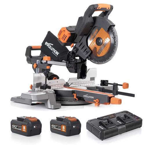 Pokosová AKU stolová pila EVOLUTION R255SMS-DB-Li + 2x 5Ah baterie a nabíječka