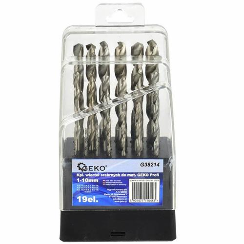 Vrtáky do kovu GEKO 1-10 mm brus 19ks sada